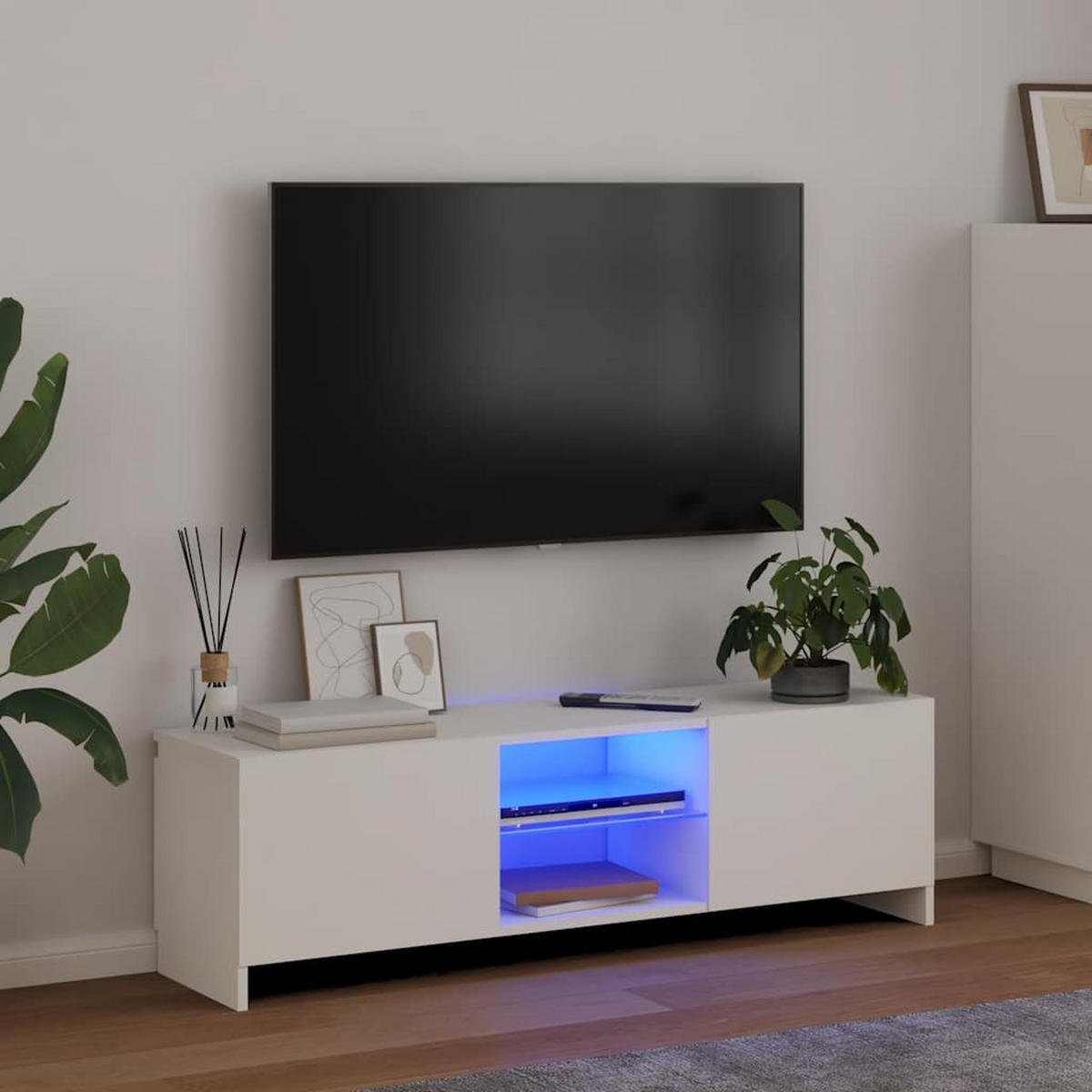 TV-SCHRANK Mit Led-Leuchten Weiss 120/30/36 Cm - Weiß, Holzwerkstoff (30/36/120cm) - vidaXL