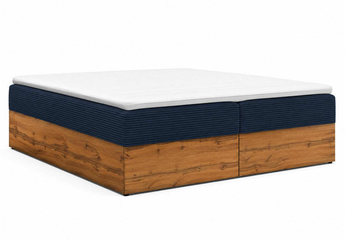 BOXSPRINGBETT LOLY 160x200 cm Bonell H3 mit Bettkasten Dunkelblau - Schwarz/Dunkelblau, Kunststoff/Textil (160/200cm) - KS Home Concept