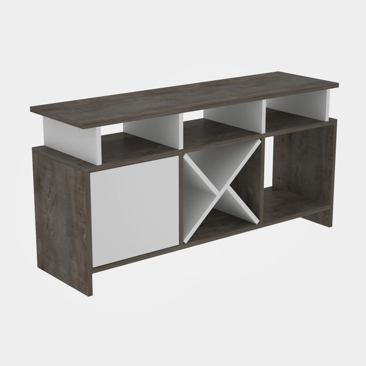 TV-ELEMENT Auburn Weiss Frig - Walnussfarben/Weiß, Holzwerkstoff (120/60.6/29.6cm)