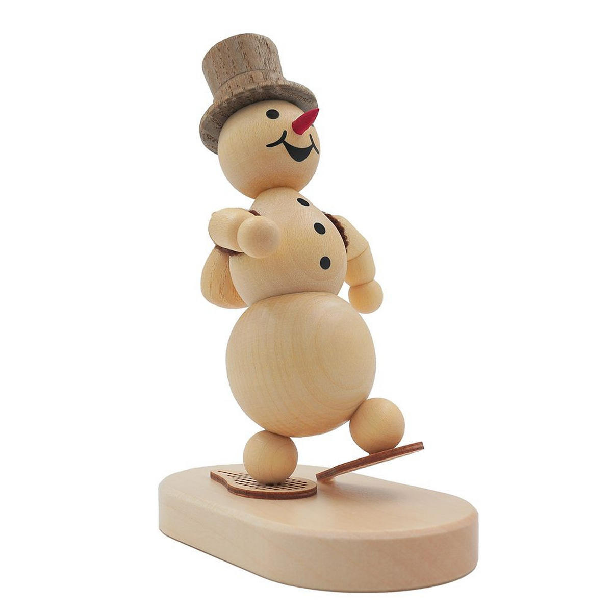 HOLZFIGUR Schneemann Schneewanderer auf Sockel 11 cm - Multicolor, Holz (9/13/0.1cm)
