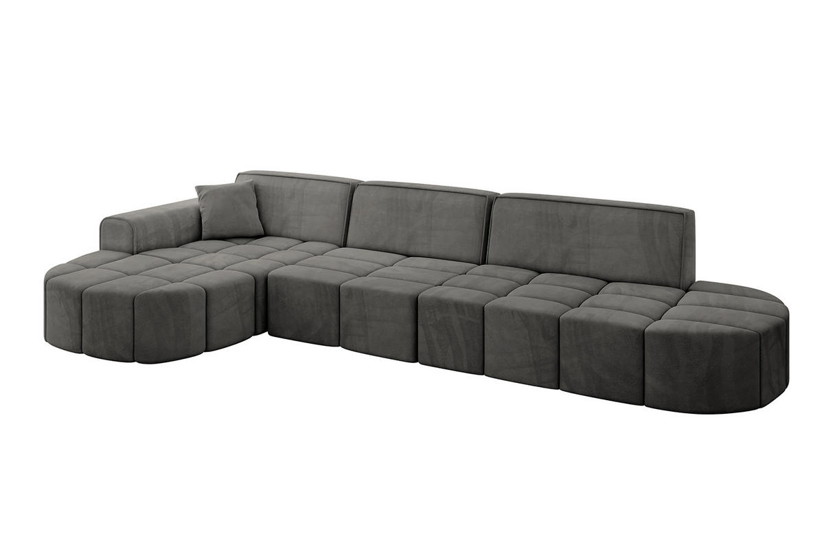 ECKSOFA Ottomane Links LIVO-L2 - 337x173x79,5 cm Dunkelgrau - Dunkelgrau, Holzwerkstoff/Textil (337/173cm) - ALTDECOR