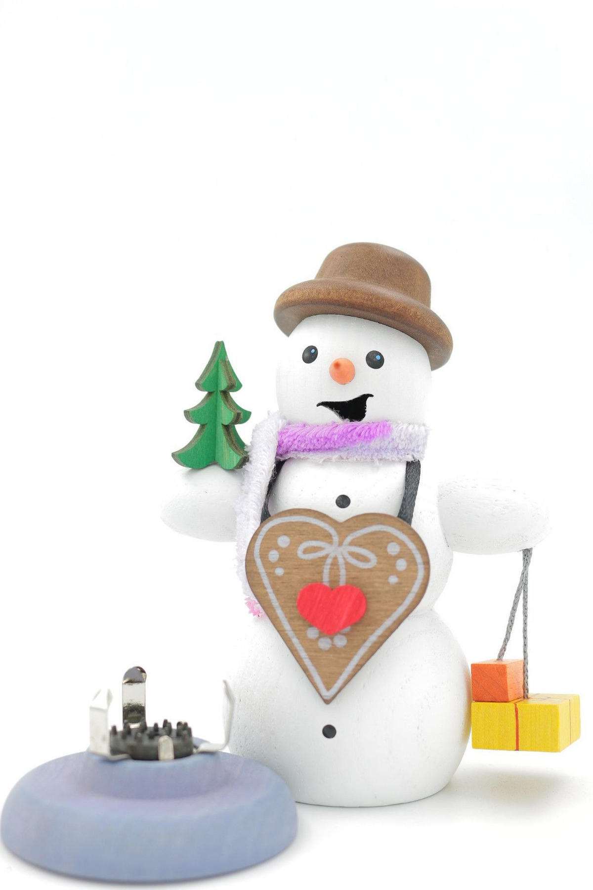 RAUCHFIGUR Schneemann mit Lebkuchenherz 13 cm - Multicolor, Holz (6/13/10cm)