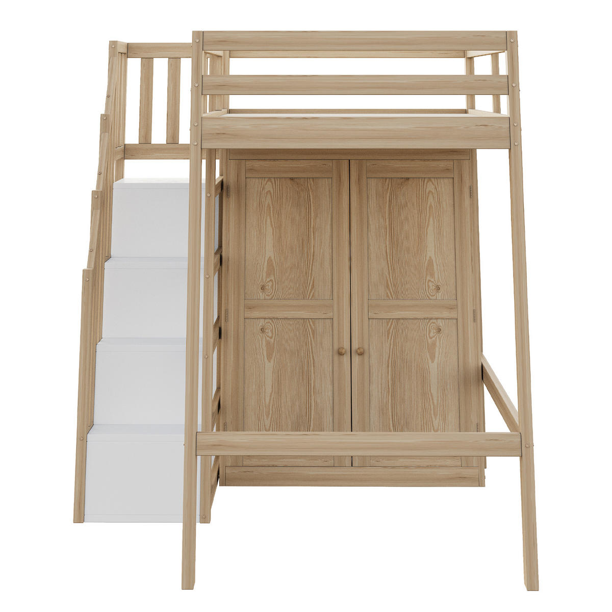 HOCHBETT 90/200 cm Naturholz mit Stauraum und Sicherheitsleiter - Naturfarben, Holzwerkstoff (90/200cm) - OKWISH