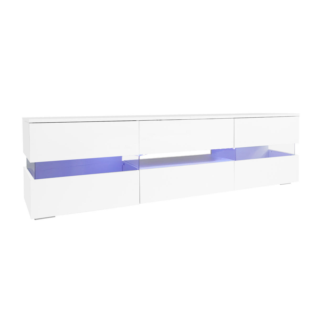 TV-SCHRANK 160/39/45 cm weiß Hochglanz mit LED-Beleuchtung 2 Türen und 1 Schublade - Weiß, Holzwerkstoff (160/45/39cm) - OKWISH