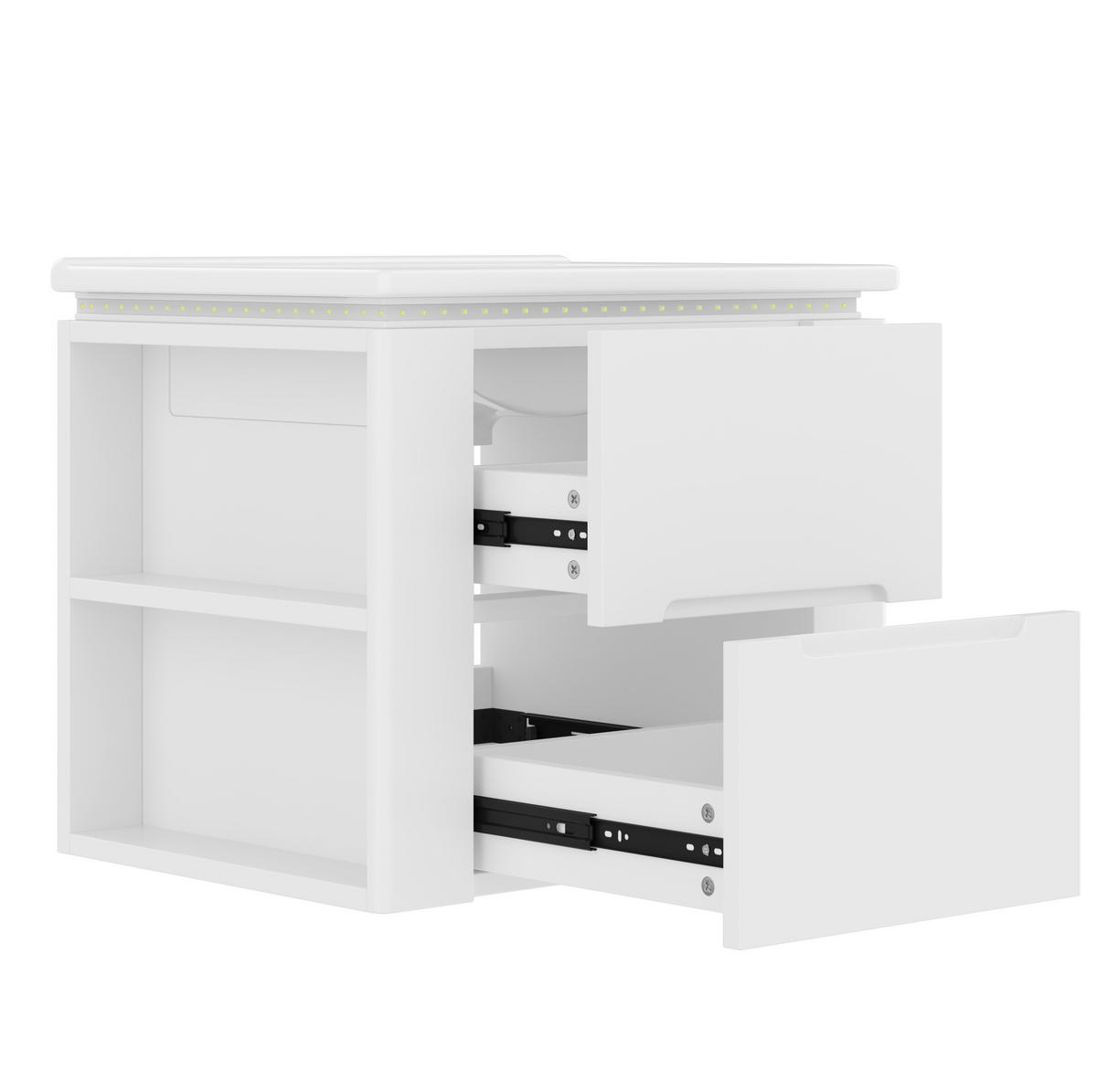 WANDMONTIERTER Badezimmerschrank 61x46x48.5cm in Weiß mit Radar-Sensor-LED & Keramikbecken - Weiß, Holzwerkstoff (61/48.5/46cm) - Modfu