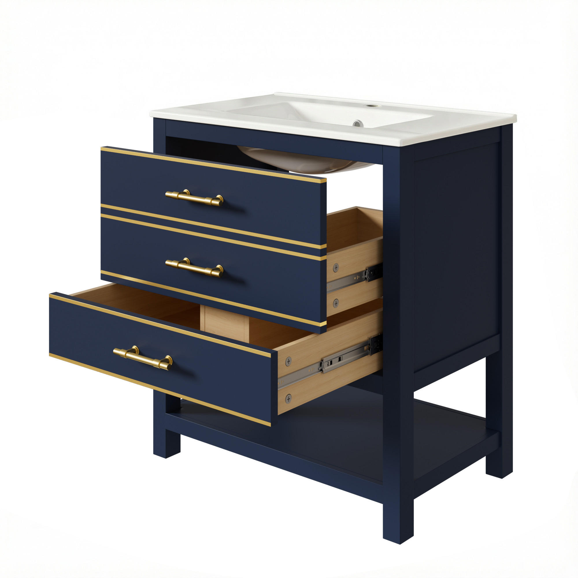 Evryae Waschbeckenunterschrank Blau 76x86x46.5 cm