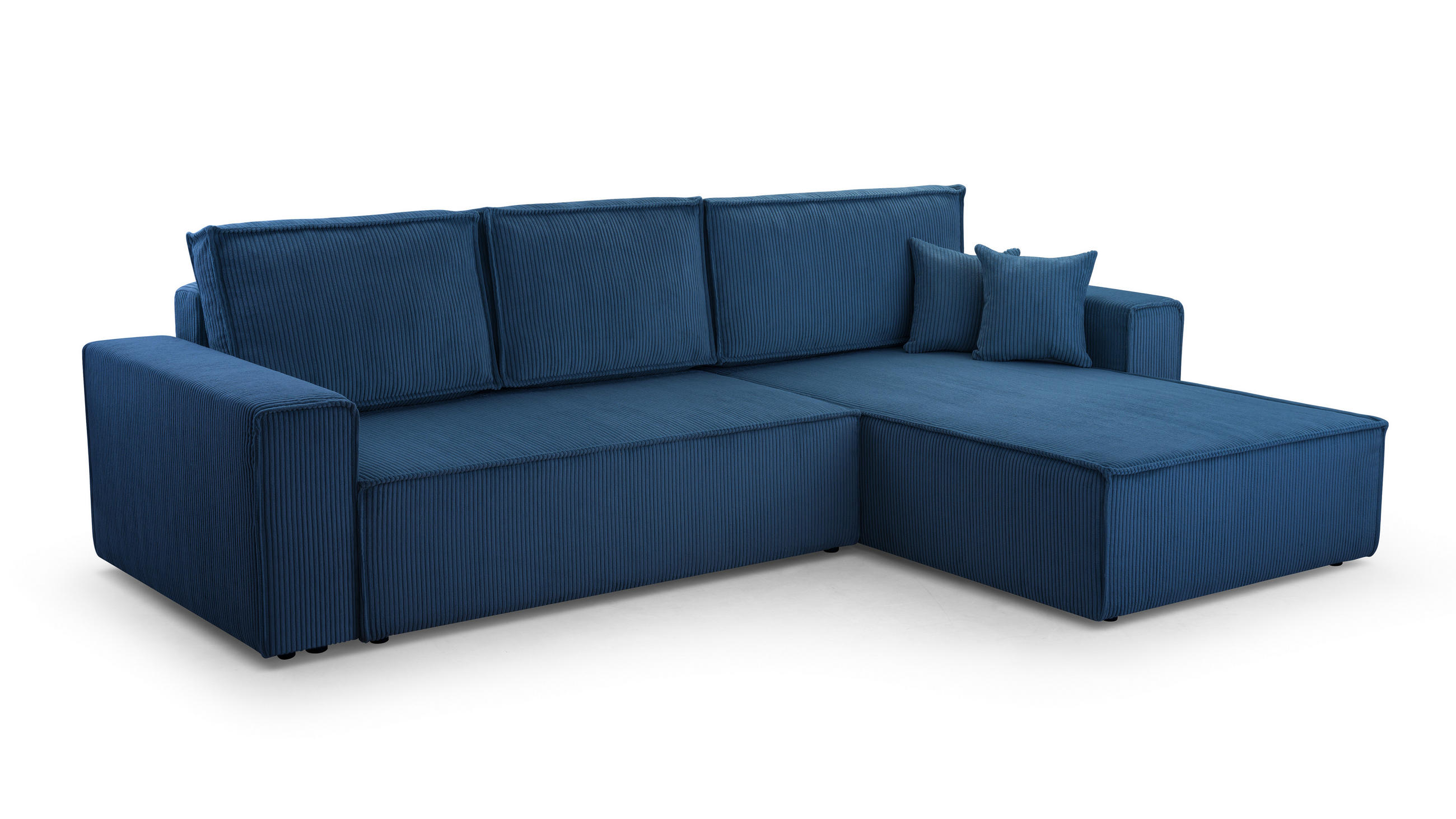 ECKSOFA XL ANGO Cord Blau - Blau/Schwarz, Kunststoff/Textil (287/188cm) - Luxkor24