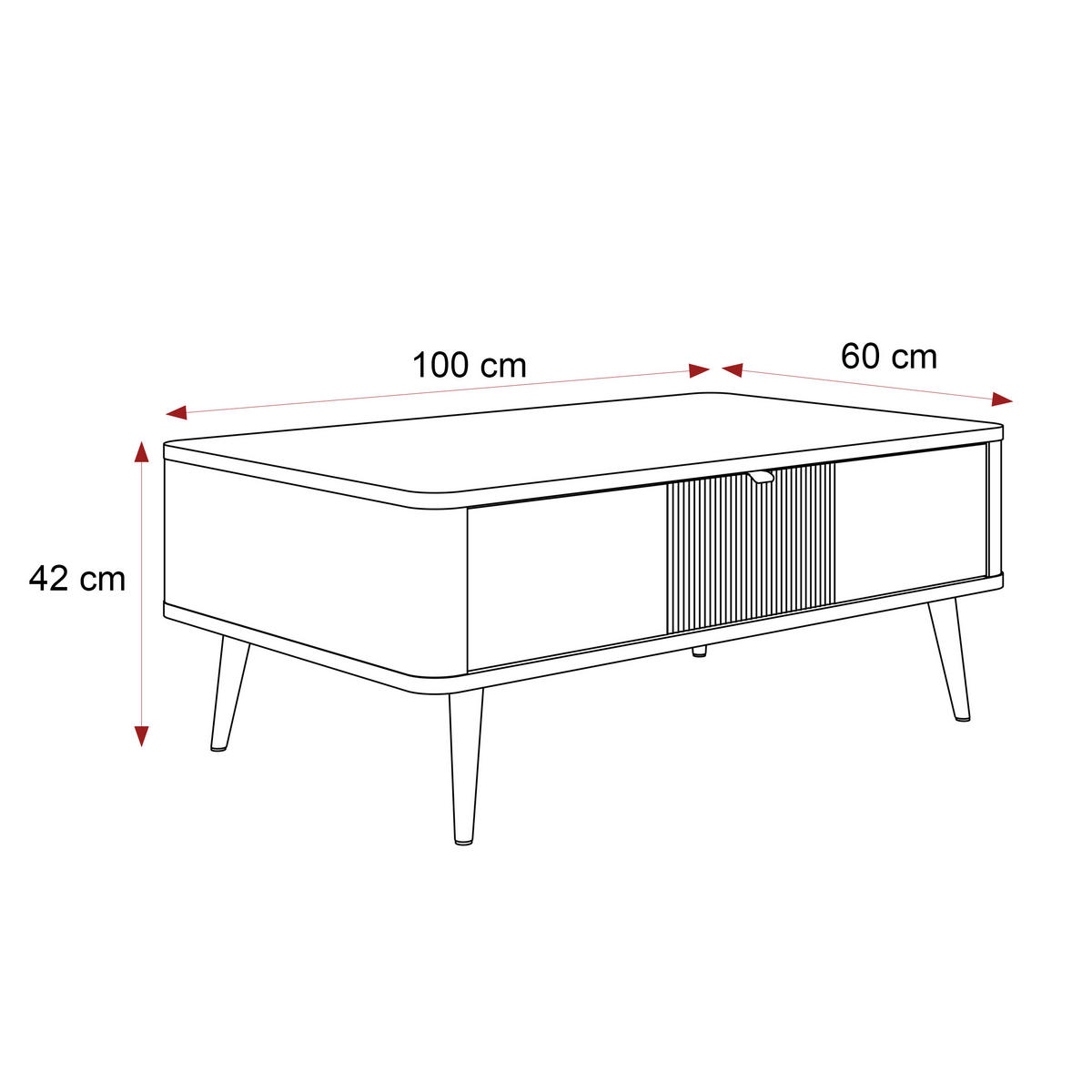 COUCHTISCH NAVANI auf schwarzen Beinen – Kaschmir / Nuss - Kaschmir/Nussbaumfarben, Holzwerkstoff (60/100/42cm) - Idohome