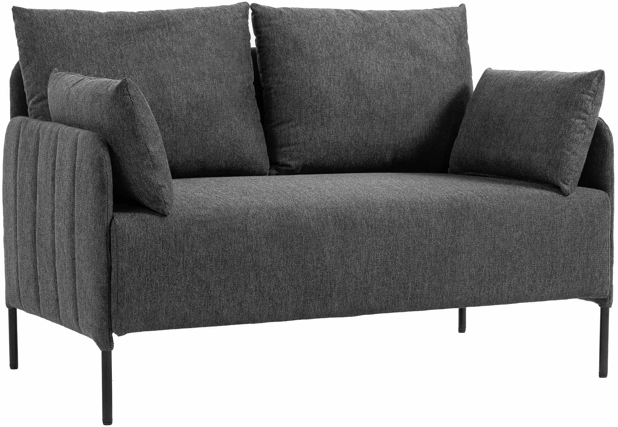COUCH Bernd 2-Sitzer Stoff 131x79x79cm Stoff Schwarz Sofa - Schwarz, Kunststoff (131/79/79cm) - DELUKE