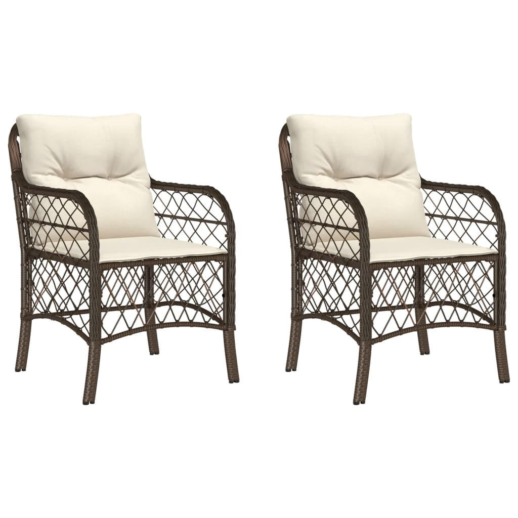 GARTENSTÜHLE Mit Kissen 2er Set Braun Poly Rattan - Braun, Kunststoff (58.5/86/67cm) - vidaXL