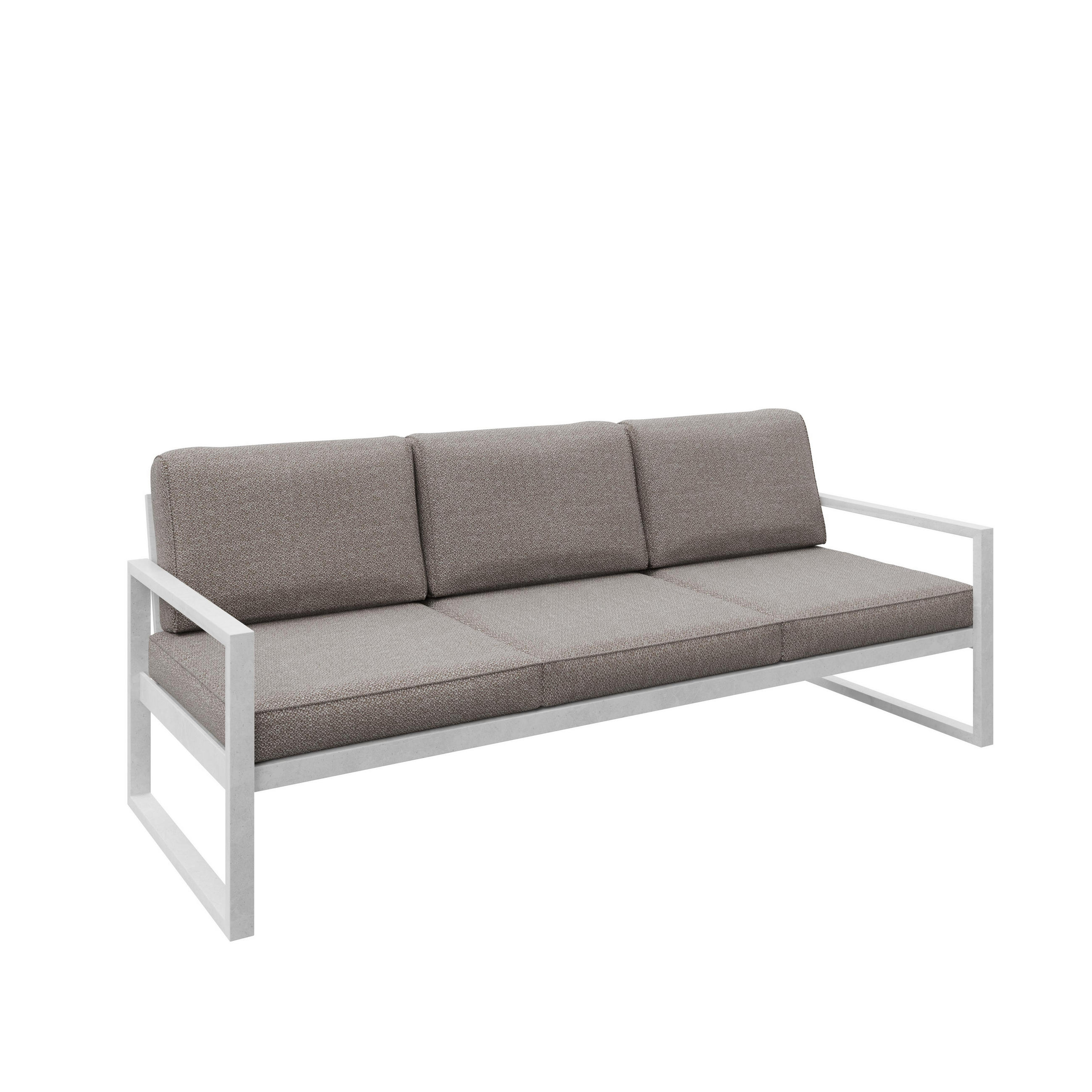 GARTENSOFA 3 Sitzer Madera 216x80cm, weiß, graubeige - Beige/Weiß, Kunststoff/Metall (216/86/80cm) - Margaret Hadas24