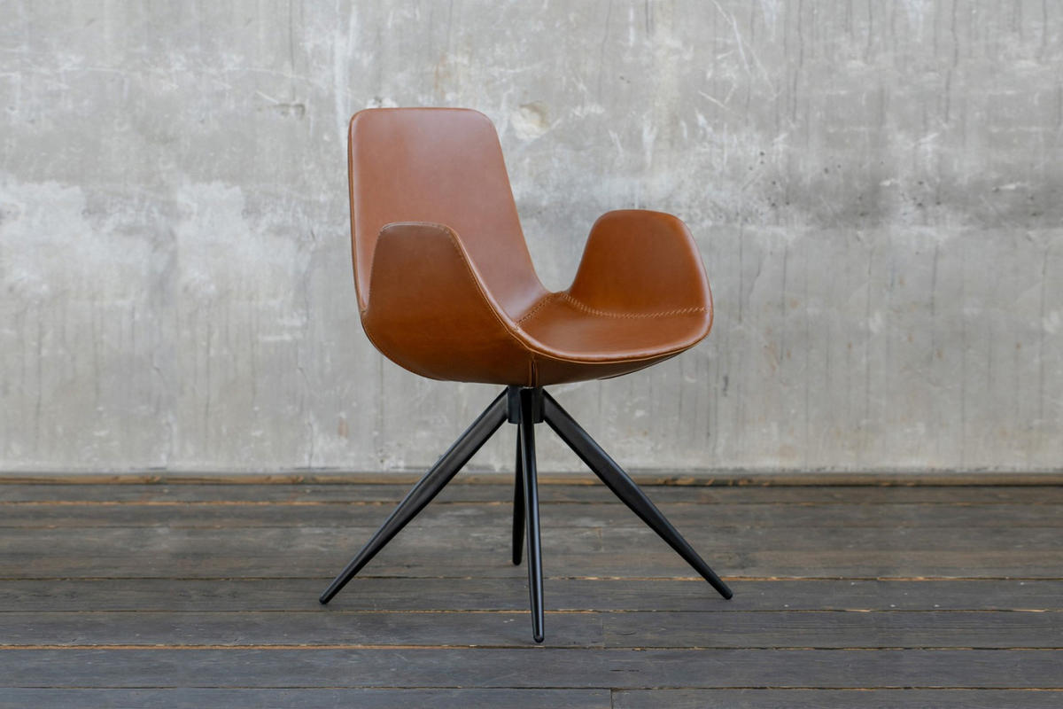 DREHSTUHL QUEN Braun Kunstleder - Schwarz/Braun, Leder (55.5/82/55cm) - KAWOLA
