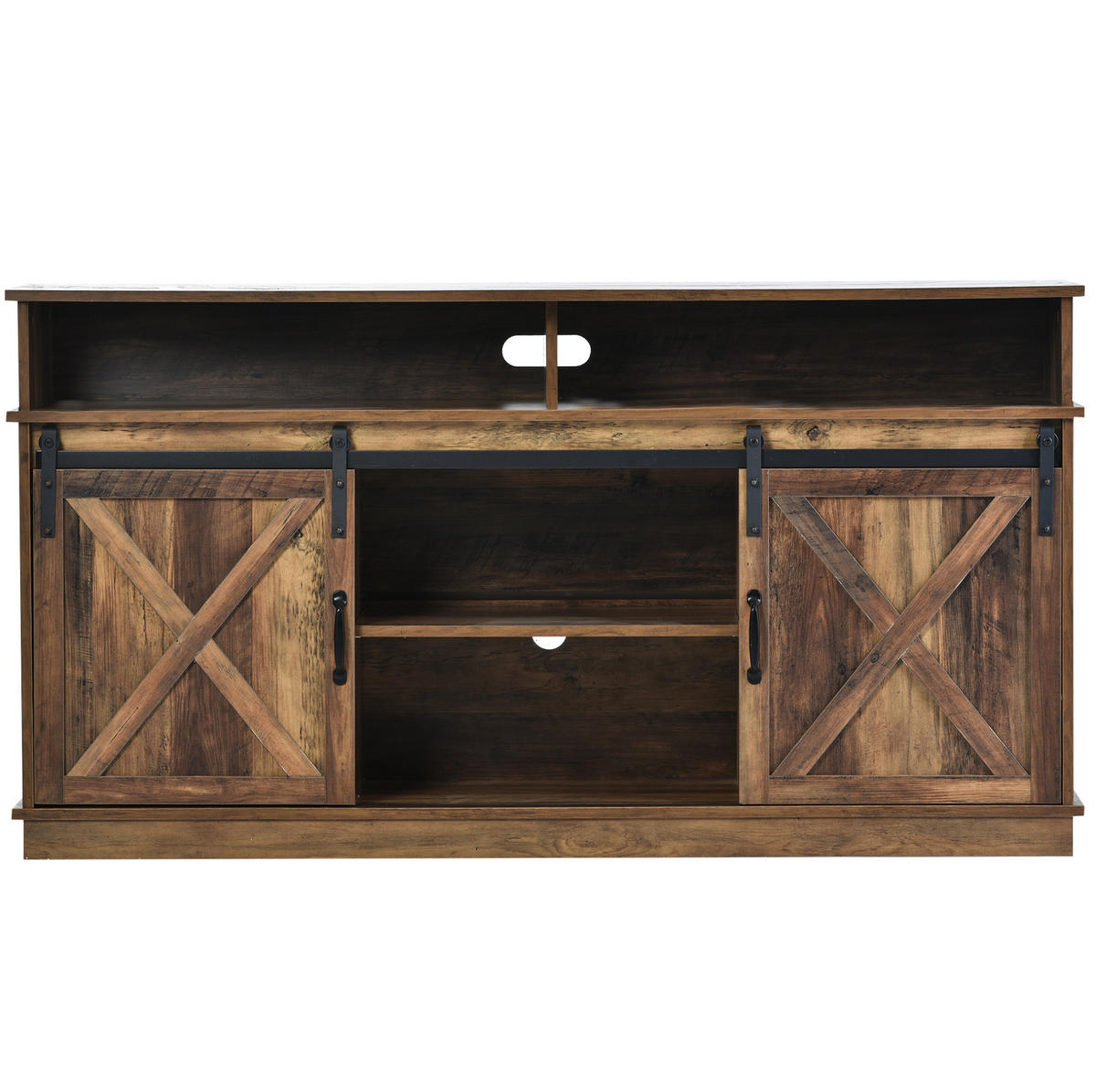TV-SCHRANK aus Spanplatte 148x40x78 cm Braun mit Schiebetüren und verstellbaren Regalen - Rotbraun, Holzwerkstoff (148/78/40cm) - IVMEU