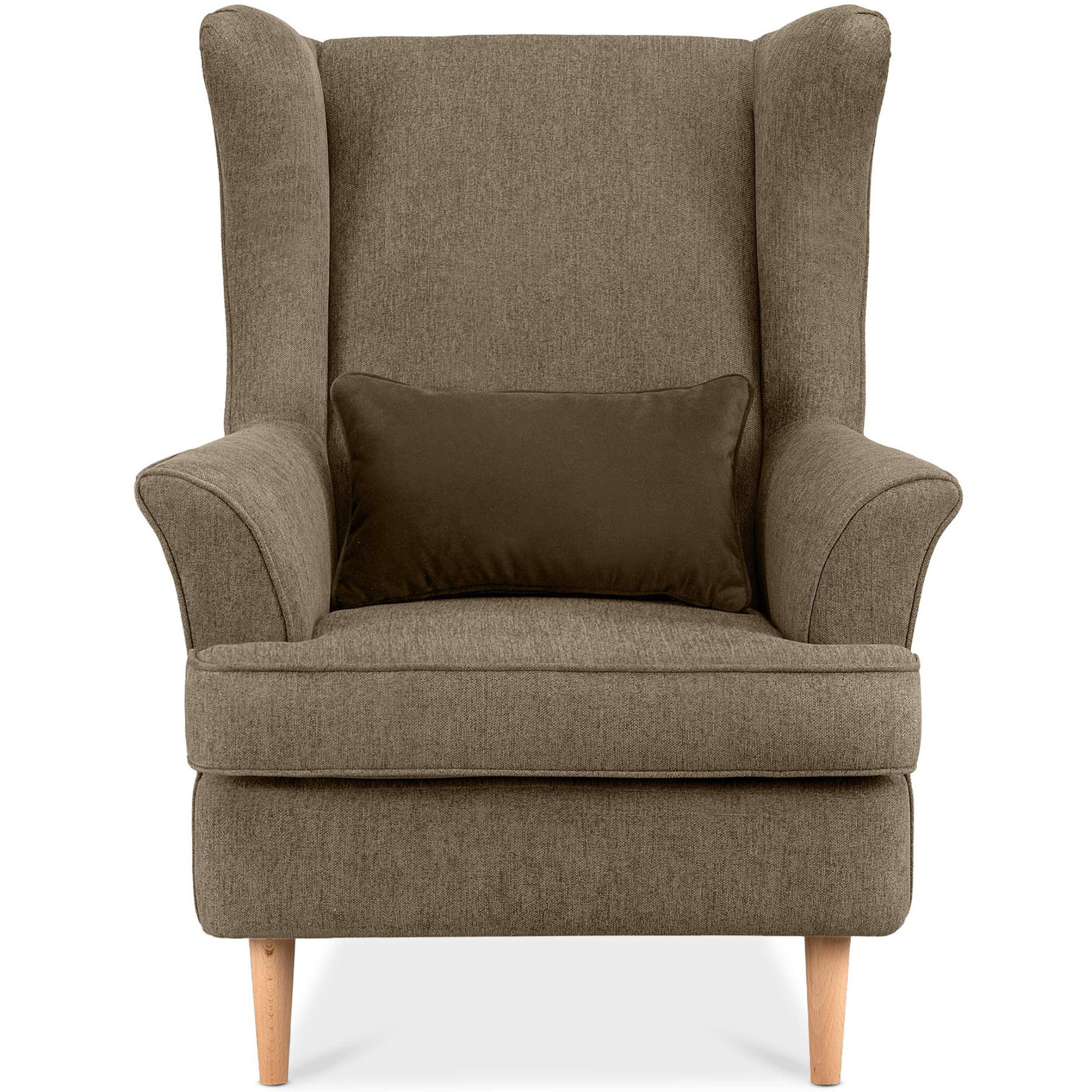 OHRENSESSEL STRALIS inklusive dekorativem Kissen, braun - Braun, Textil (82/108/80cm) - KONSIMO®