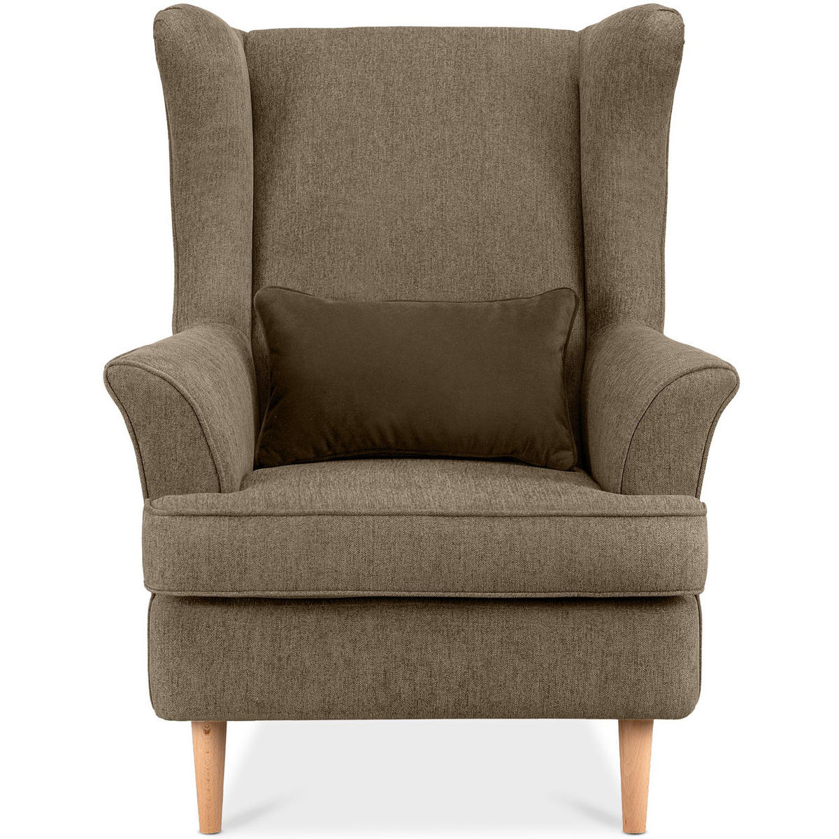 OHRENSESSEL STRALIS inklusive dekorativem Kissen, braun - Braun, Textil (82/108/80cm) - KONSIMO®