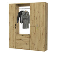 GARDEROBEN-SET Eiche Artisan 152 cm, Komplettset mit viel Stauraum - Schwarz/Eiche Artisan, Holzwerkstoff/Kunststoff (152/193/34cm) - Inn.Furn