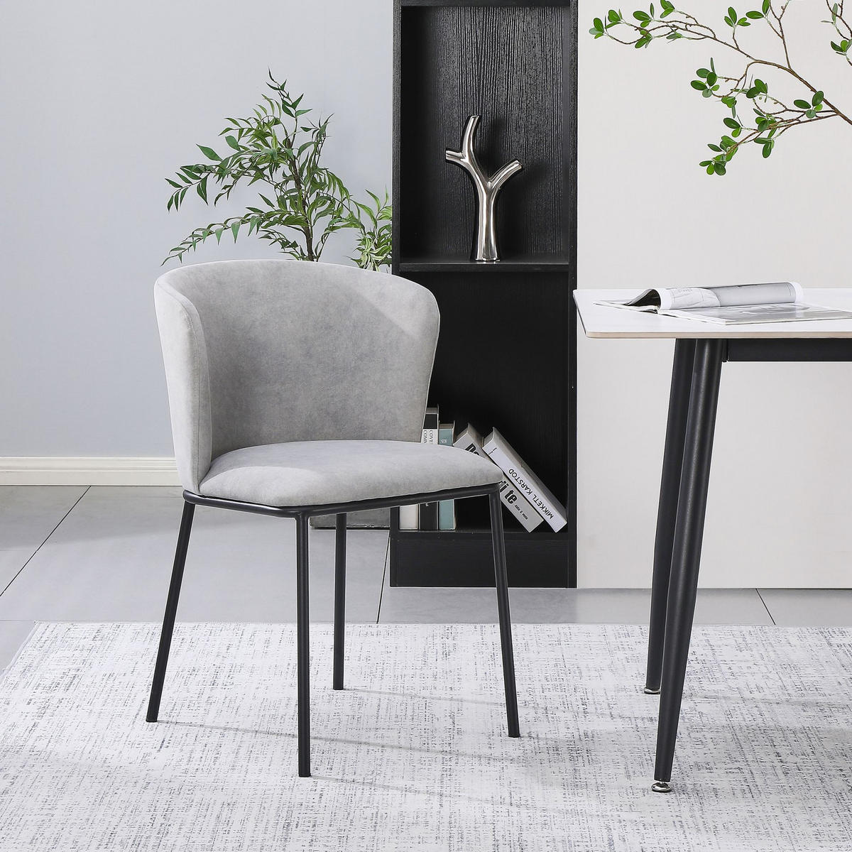 POLSTERSTUHL Carble Hellgrau - Hellgrau/Schwarz, Textil/Metall (54.5/79/56cm) - Selsey