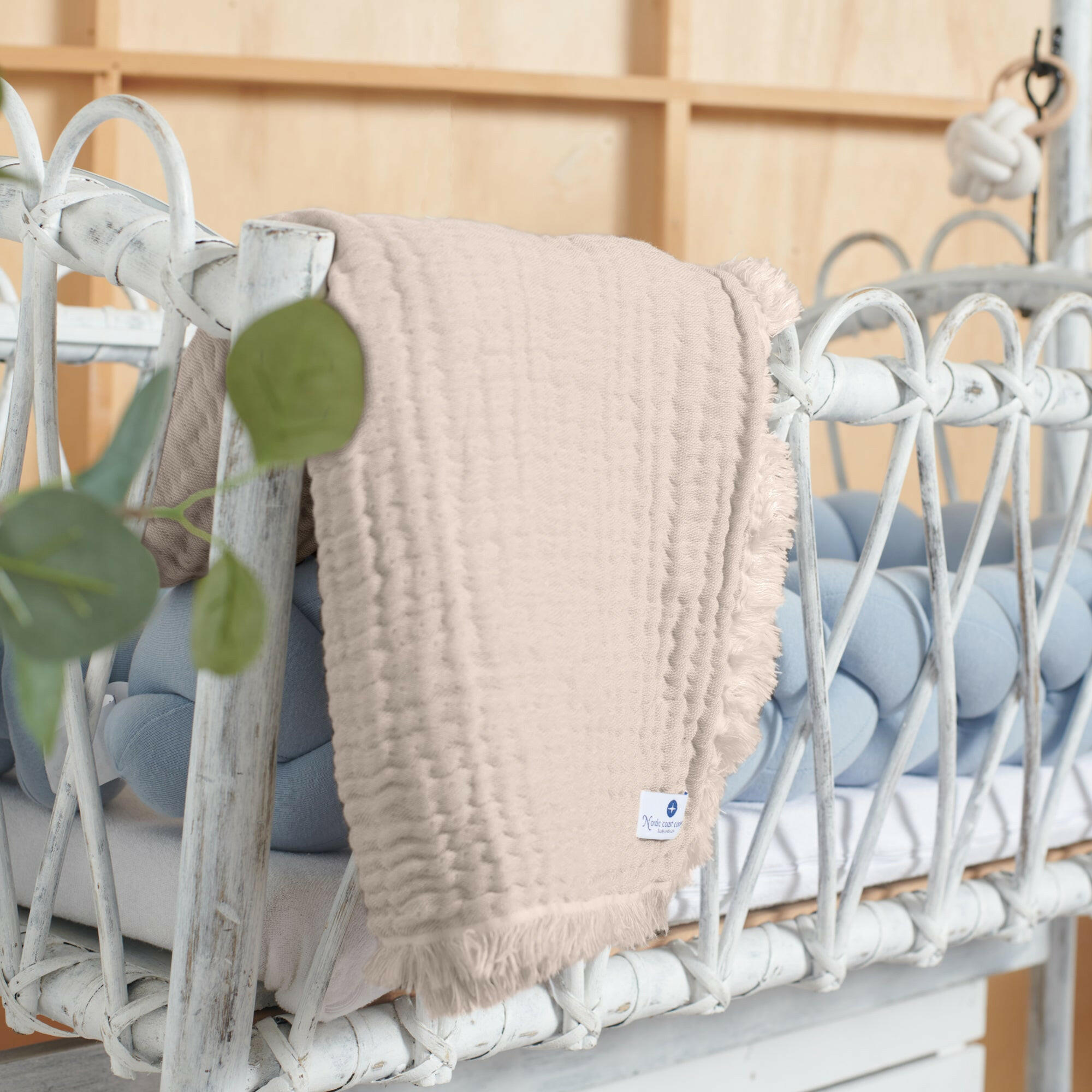 MUSSELINDECKE Beige Fransen - Beige, Textil (80/80cm) - nordic coast company