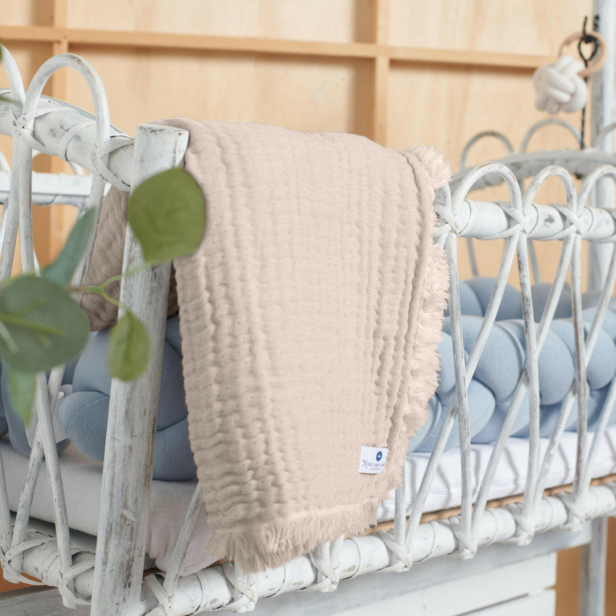 MUSSELINDECKE Beige Fransen - Beige, Textil (80/80cm) - nordic coast company