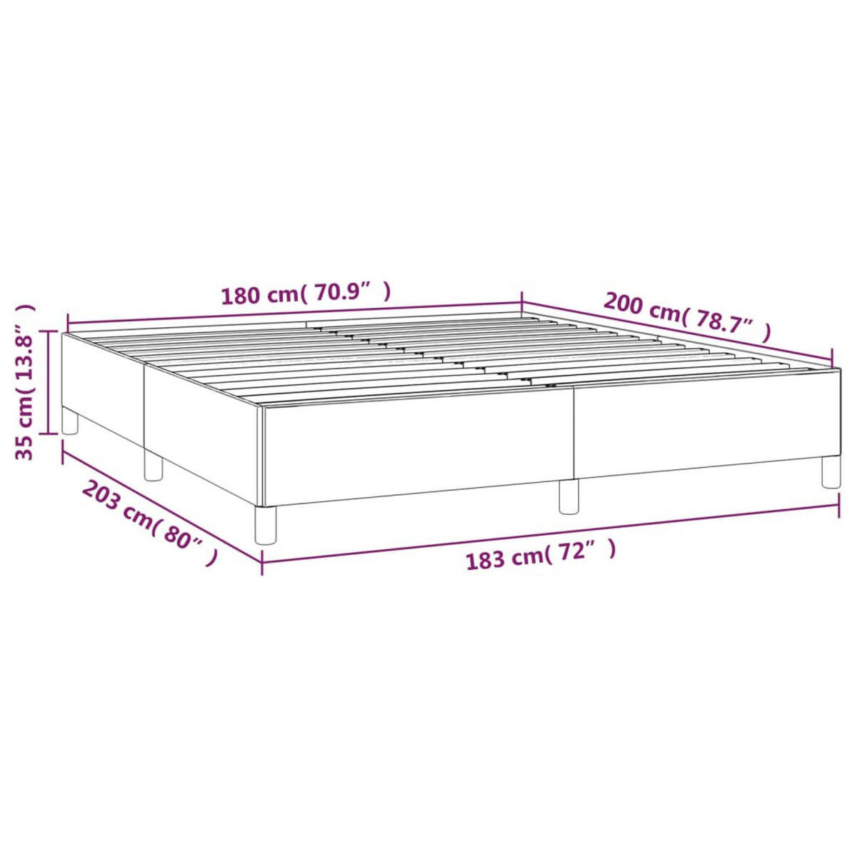 BETTGESTELL Ohne Matratze Schwarz 180/200 Cm Samt - Schwarz, Textil (180/200cm) - vidaXL
