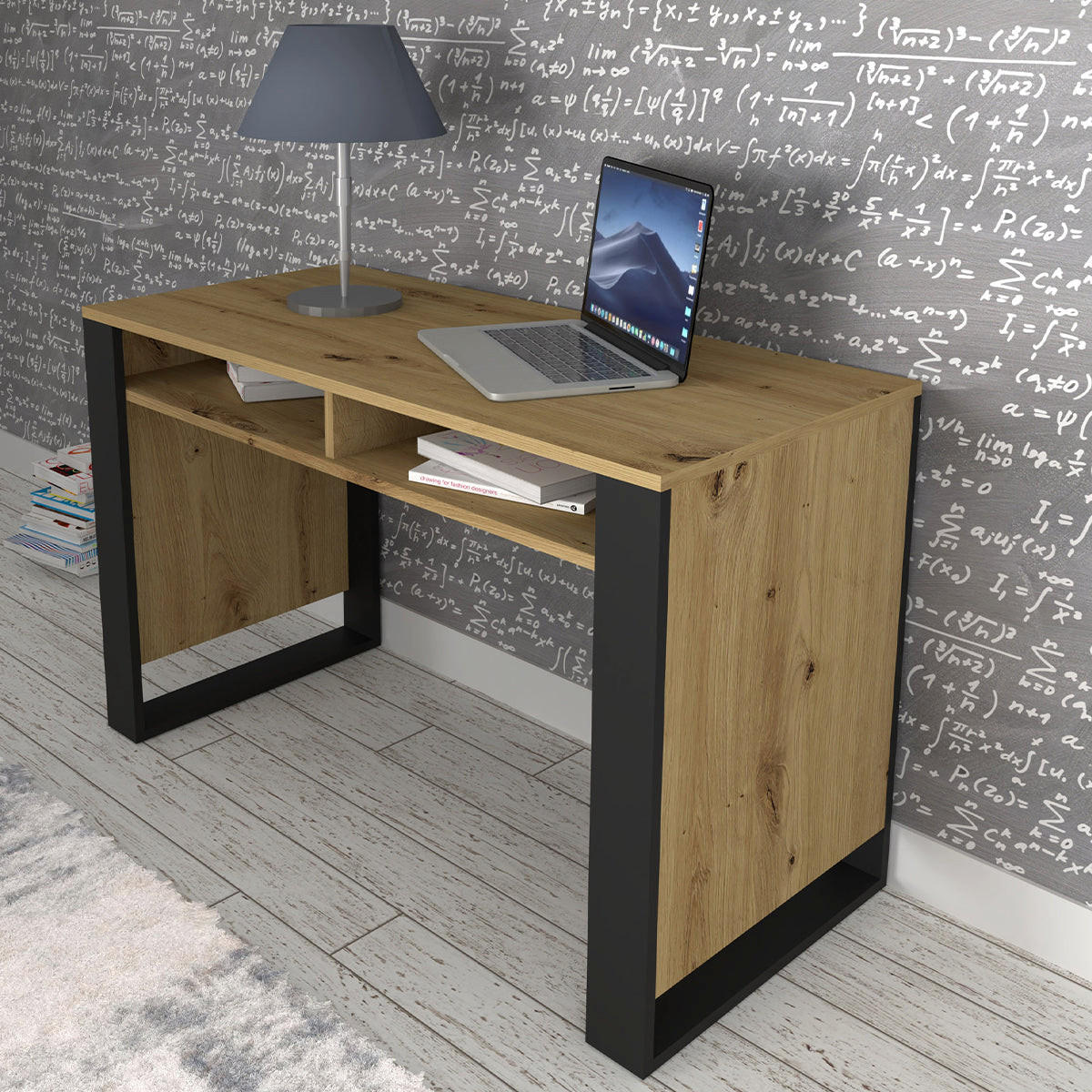 SCHREIBTISCH Gani Holz und Mattschwarz - Schwarz, Holzwerkstoff (55/120/75cm) - Petits-meubles