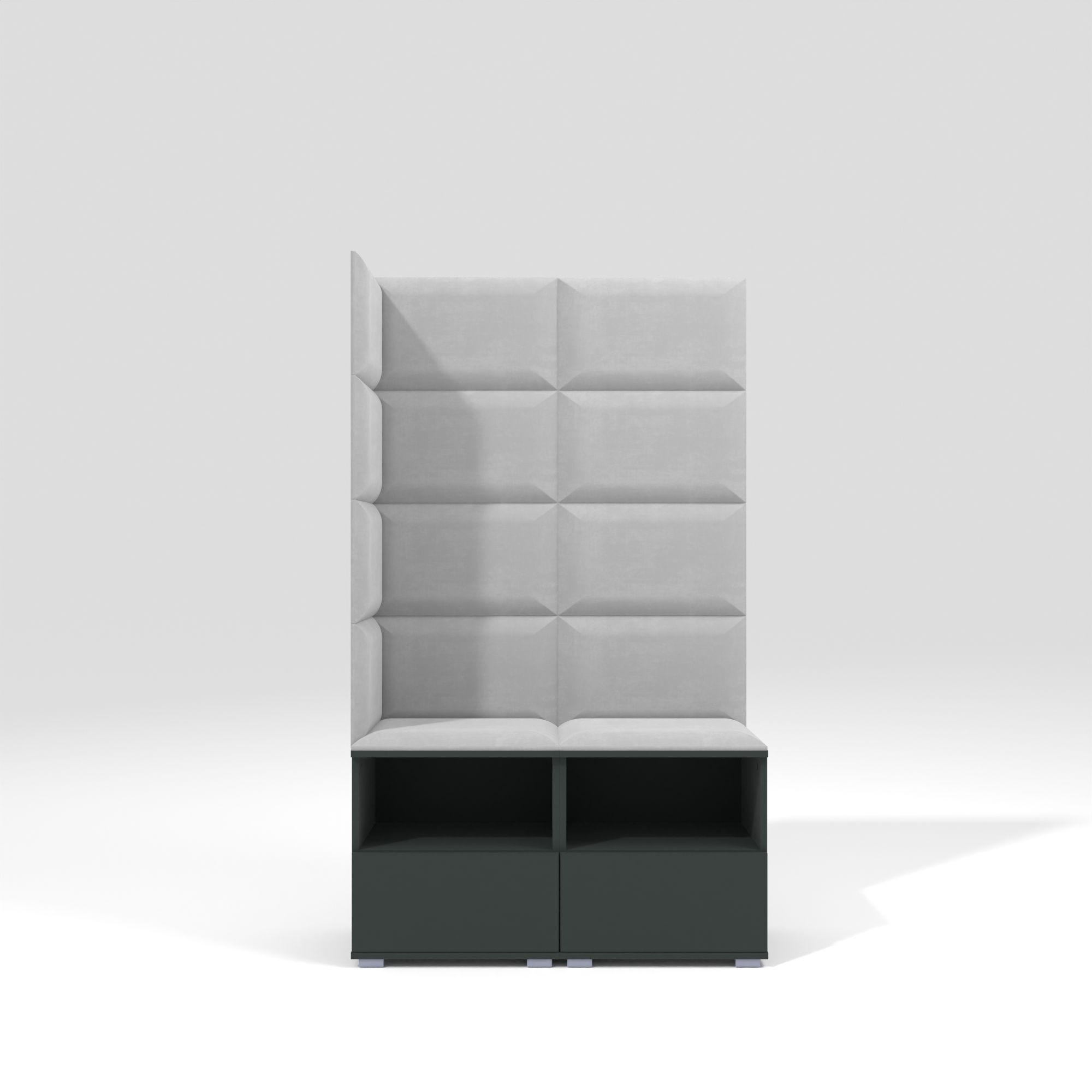 GARDEROBEN-SET Nela V mit gepolsterten Paneelen 100/174/40 - Silberfarben/Graphitfarben, Holzwerkstoff/Kunststoff (100/174/40cm)