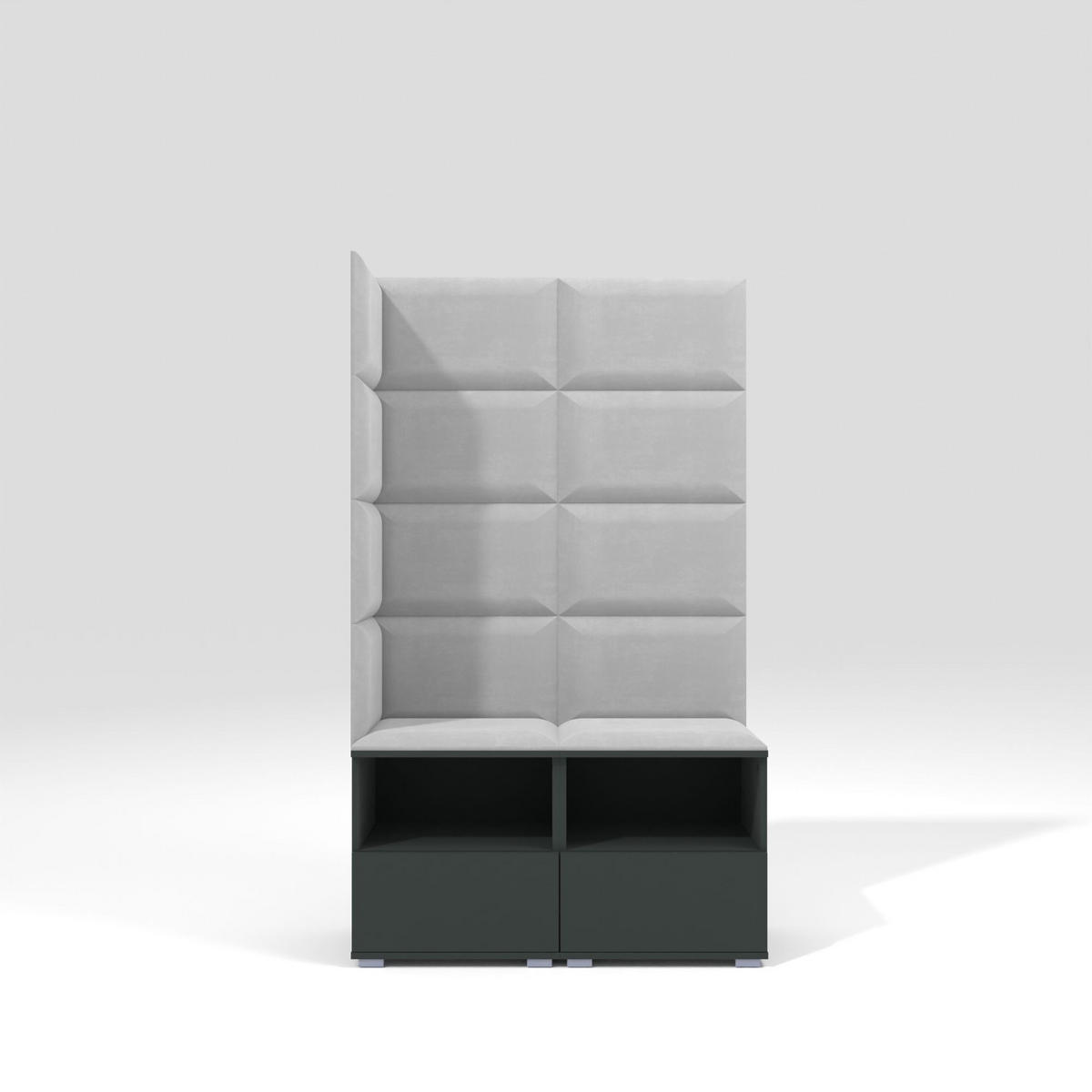 GARDEROBEN-SET Nela V mit gepolsterten Paneelen 100/174/40 - Silberfarben/Graphitfarben, Holzwerkstoff/Kunststoff (100/174/40cm)