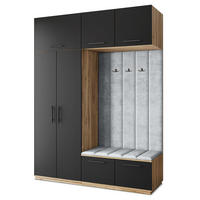GARDEROBENSCHRANK REMA 180/240/60 cm Modern Eiche Wotan - Eiche Wotan/Schwarz, Holzwerkstoff (180/240/60cm) - MASSENO