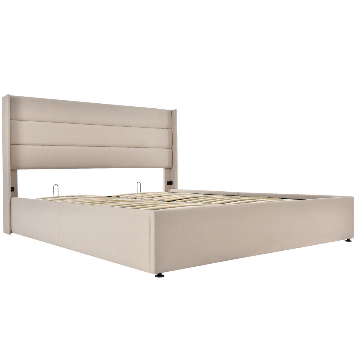 POLSTERBETT 160/200 cm mit Bettkasten und gepolstertem Kopfteil in Beige - Beige, Textil (160/200cm) - BEAOK
