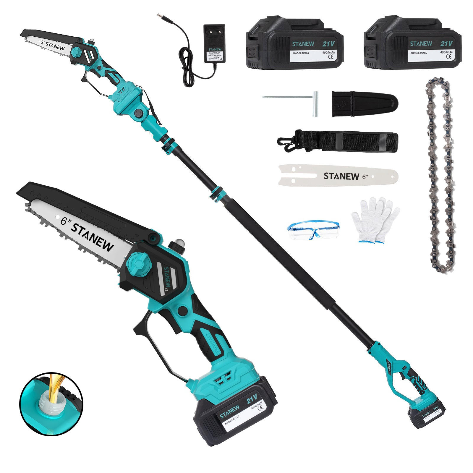 Stanew Teleskop-Kettensägen-Set Mehrfarbig 27x13x131 cm