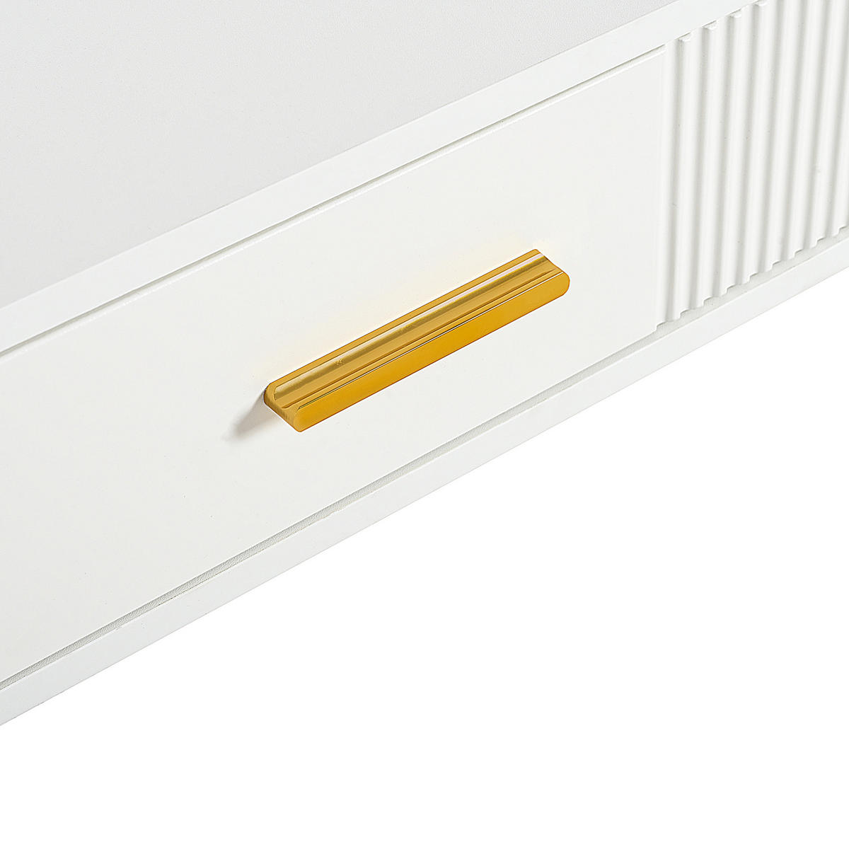 SCHMINKTISCH in Weiß mit goldenen Metallbeinen & 2 Schubladen - Weiß, Holzwerkstoff (100/76/40cm) - Urban Meuble