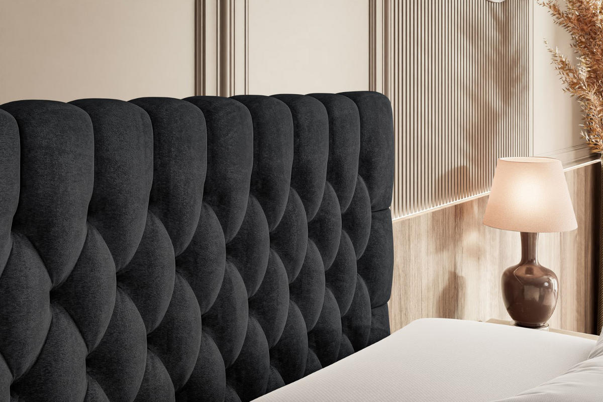 BOXSPRINGBETT SERENE KING - 180 x 200 - H3/H4 - Schwarz - Schwarz, Holzwerkstoff (180/200cm) - ALTDECOR