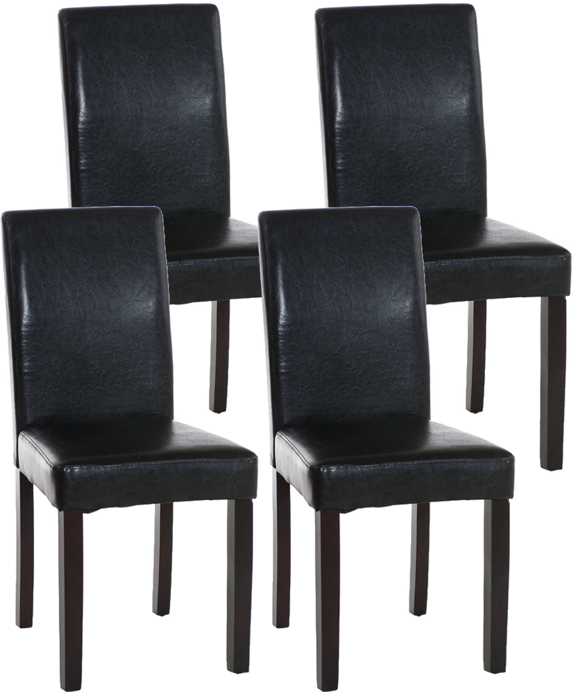 ESSZIMMERSTUHL Ines, 4er Set Kunstleder, Gestell Holz Dunkelbraun Schwarz - Dunkelbraun/Schwarz, Holz/Textil (41/91/47cm) - TPFLiving