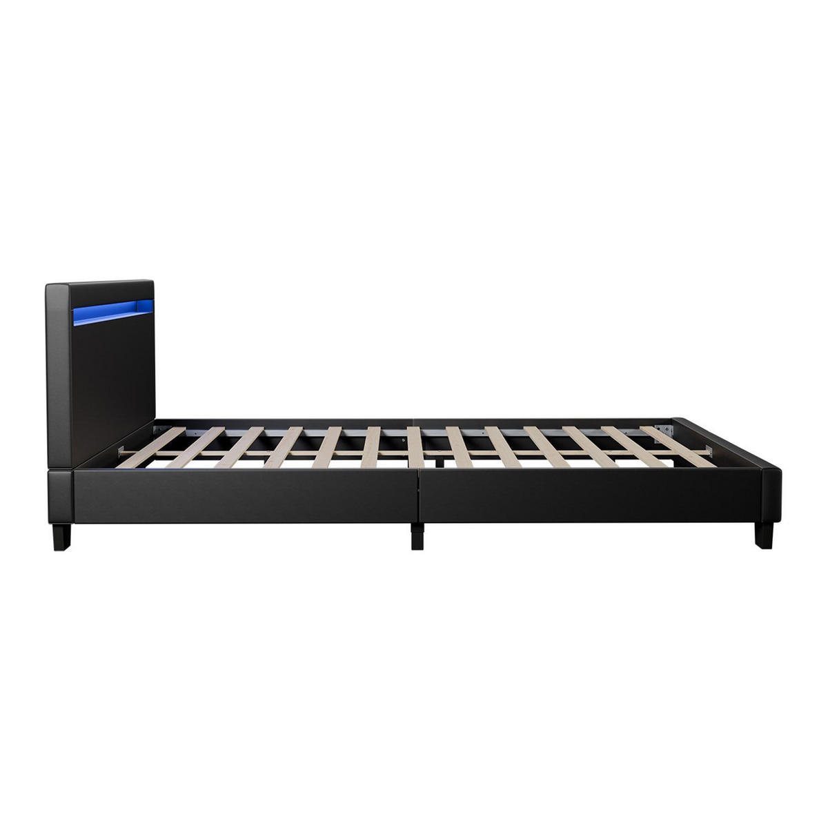 POLSTERBETT Verona mit LED schwarz 120x200cm - Schwarz, Holzwerkstoff (120/200cm) - Juskys