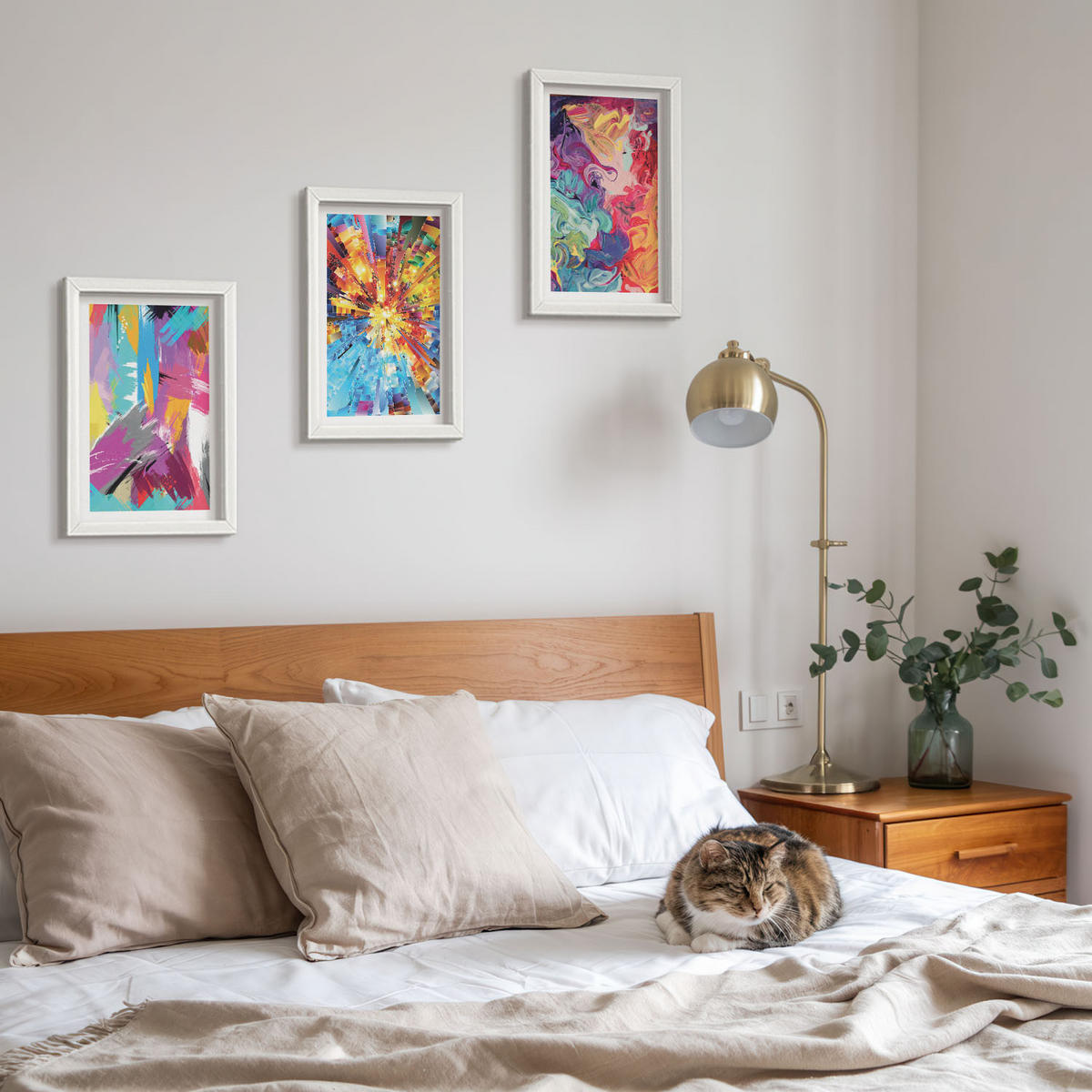 WANDBILDER 3er-Set - 20x30 cm Weißer Rahmen - Bunte abstrakte Farbmuster - Weiß, Kunststoff (20/30cm) - ArtPrintCave