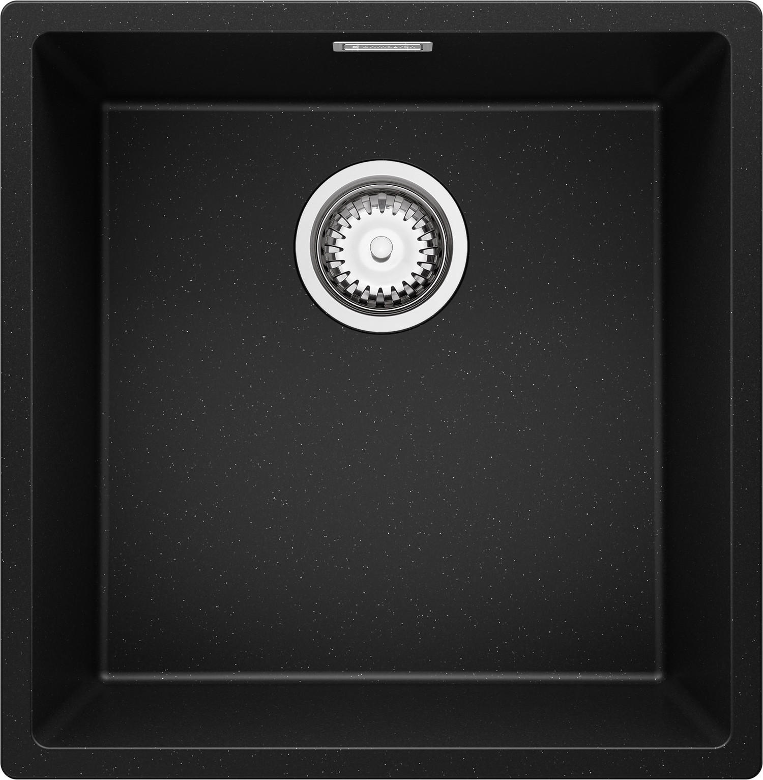 UNTERBAUSPÜLE GRANIT London, 2-er set Schwarz Metallic 46/47 cm 1 Becken + Ablauf-Set ab 50er Unterschrank - Chromfarben/Schwarz Hochglanz, Kunststoff (46/20/47cm) - Primagran