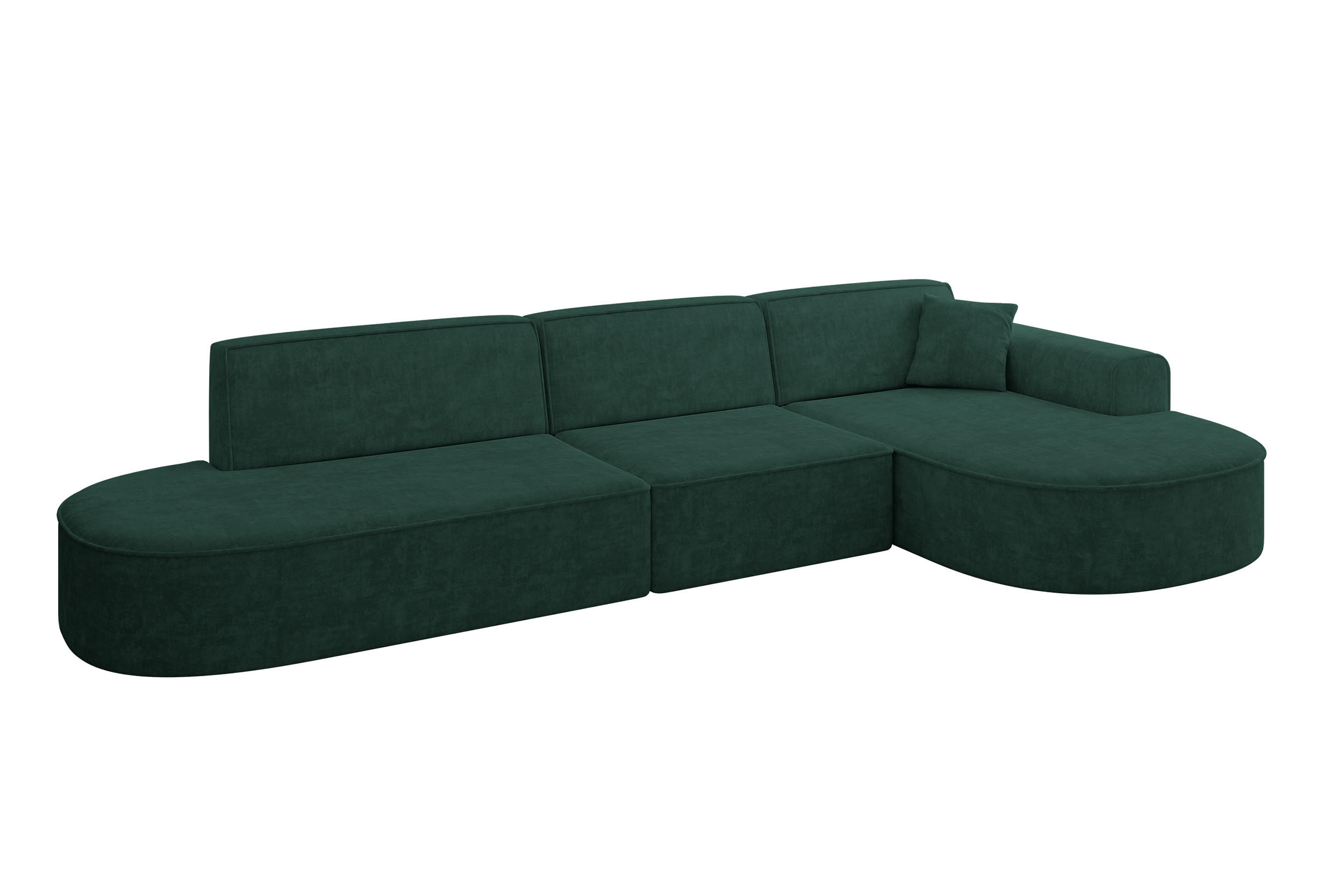 ECKSOFA Ottomane Rechts MARI-L2 - 328x171x79 cm Grün Velours - Schwarz/Grün, Holzwerkstoff/Kunststoff (171/328cm) - ALTDECOR