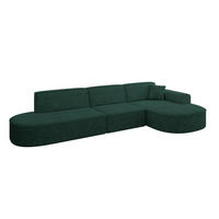 ECKSOFA Ottomane Rechts MARI-L2 - 328x171x79 cm Grün Velours - Schwarz/Grün, Holzwerkstoff/Kunststoff (171/328cm) - ALTDECOR