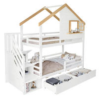 ETAGENBETT 90x200 cm Haus Treppe weiß - Weiß, Holz (90/200cm) - LEBENLANG