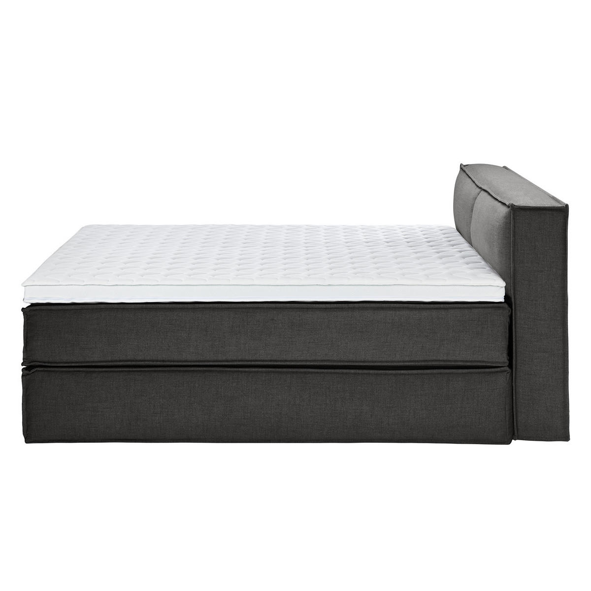 BOXSPRINGBETT mit Kopfteil - Premium - Anthrazit, Textil (200/220cm) - home24