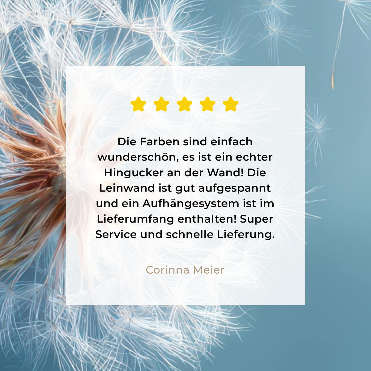 LEINWANDBILD Löwenzahn - Wind - Blau Deko Wohnzimmer 20x20 cm - Blaugrau, Textil (20/20cm) - MuchoWow