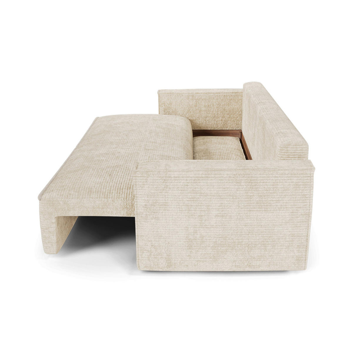 SCHLAFSOFA mit Stauraum Cord Beige 254cm - Beige, Textil (254/78/95cm) - Premium Interiors
