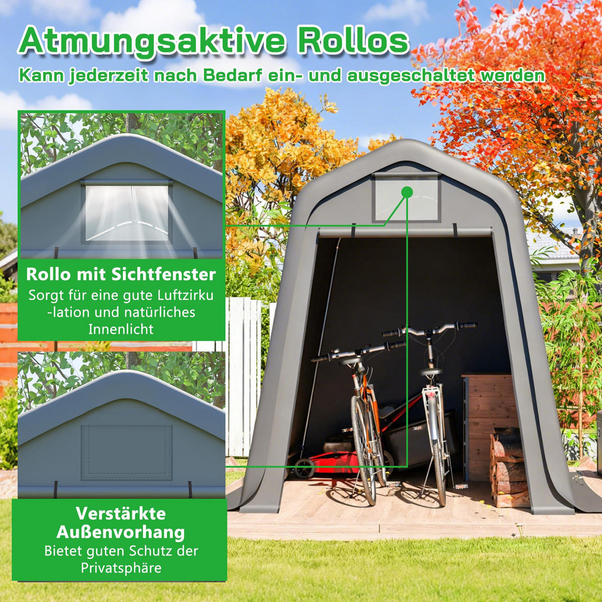 FAHRRADGARAGE, Reißverschlusstür Lagerzelt - Silberfarben, Metall (183/217/245cm) - Gisaae