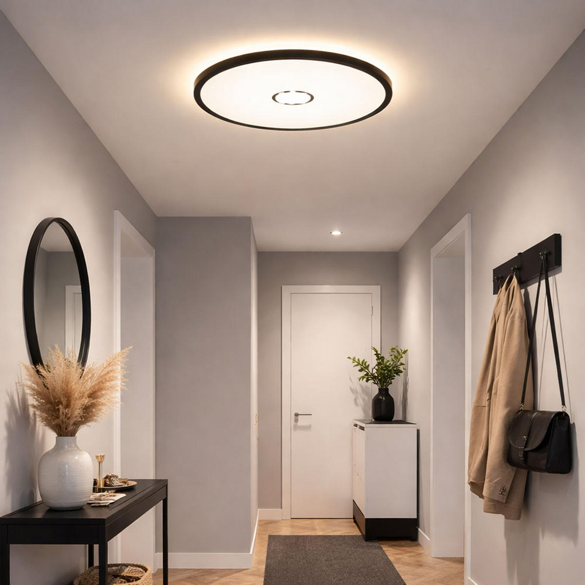 LED DECKENLEUCHTE Schwarz Backlight - Schwarz, Kunststoff (29.3/29.3/2.8cm) - Briloner