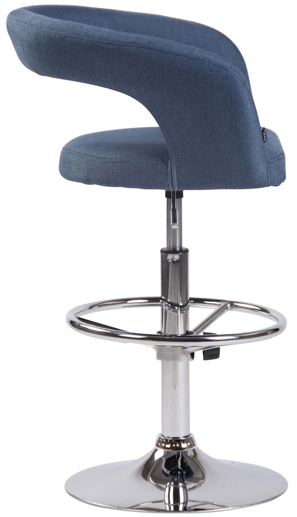 BARHOCKER Jan, Gestell Metall in Chromoptik, Stoff Blau - Blau/Chromfarben, Textil/Metall (58/100/47cm) - TPFLiving