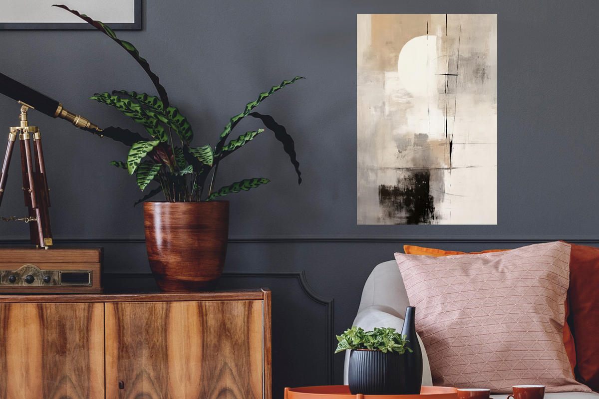 WANDTATTOO Abstrakt - Kunst - Grau 40x60 cm - Hellgrau, Kunststoff (40/60/0.1cm) - MuchoWow