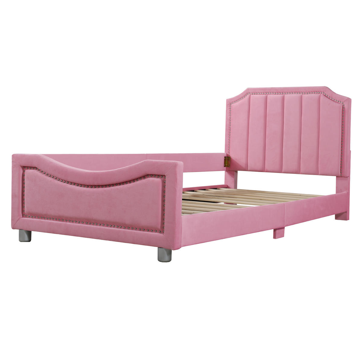 KINDEREINZELBETTEN aus Flanell 90 x 200 cm in Rosa mit Schlafsofa-Funktion - Rosa, Holz (90/200cm) - Modfu