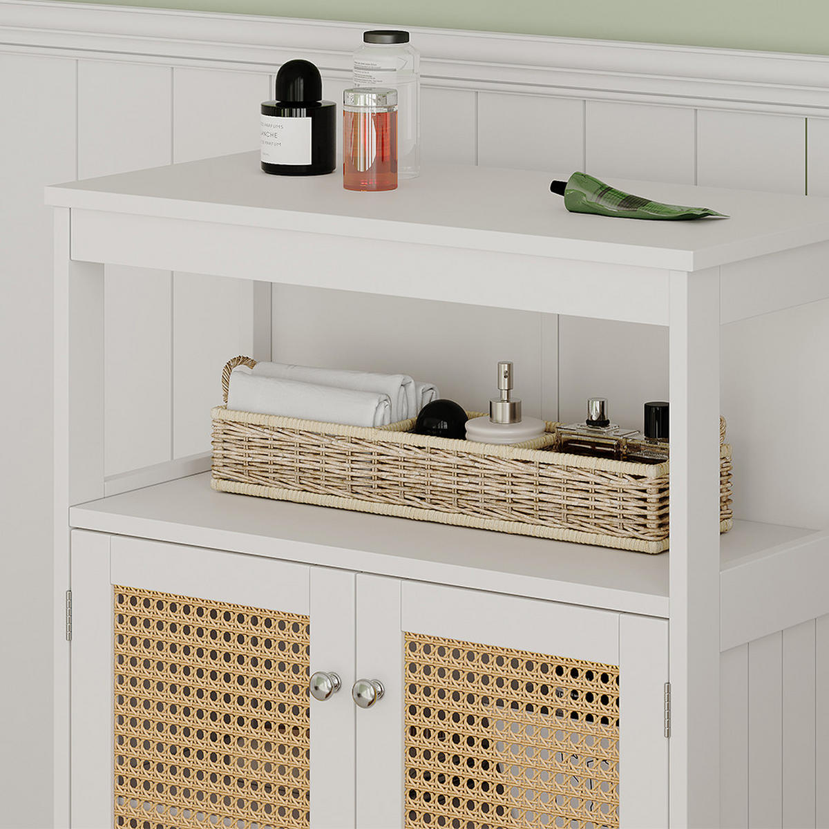 MIDISCHRANK Rosario Weiß 60 x 80 cm mit Türen und offenem Fach - Weiß, Holzwerkstoff (60/80/30cm) - Vicco