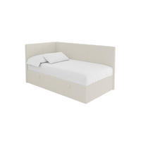 EINZELBETT Jugendbett mit Bettkasten Rechts, ohne Matratze - LOVY 90x200 Beige - Hellbraun, Holzwerkstoff/Textil (90/200cm) - ALTDECOR