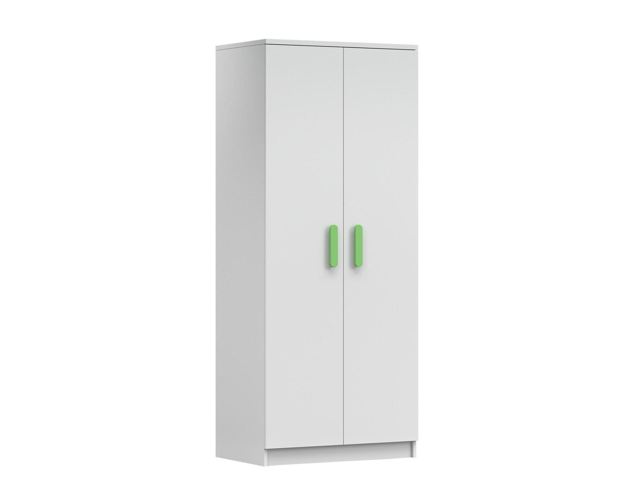 KINDERKLEIDERSCHRANK INGE 06 80/193/50 cm Weiß/Grün - Weiß/Grün, Holzwerkstoff (80/192/50cm) - Deine Möbel 24